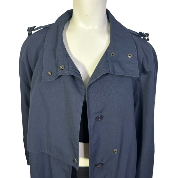 Vintage Niccolini Navy Blue Trench Coat – Women's Size 15/16 Classic Rain Coat - Picture 4 of 6